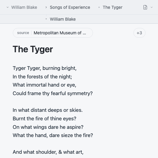 Open moss file tree with The Tyger selected