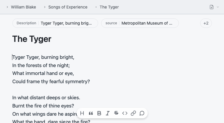 Writing surface with a cursor after the page text